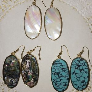 GEJOY 3 Pair Stone Earring Set - Oval Dangle Earrings